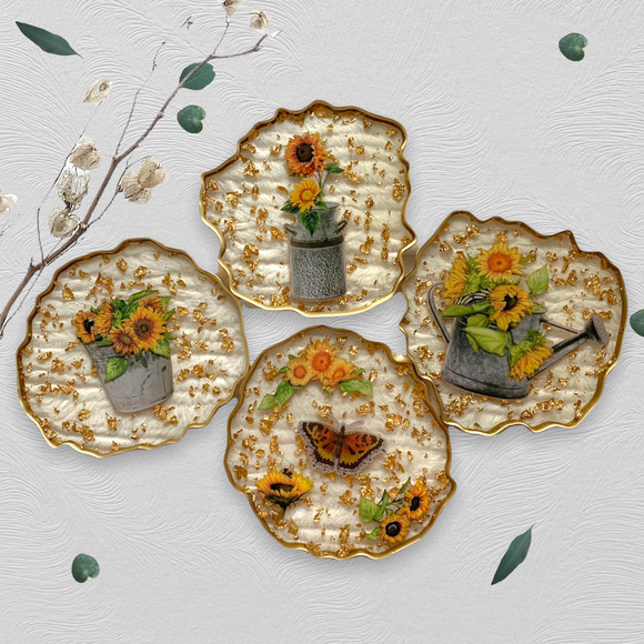 4pc Sunflower Coaster Set